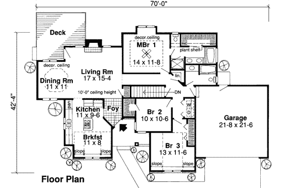Floor Plan - Main Floor for Traditional House Plan #312-309 - 3 bed, 2 bath