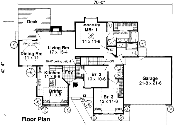Floor Plan - Main Floor for Traditional House Plan #312-309 - 3 bed, 2 bath
