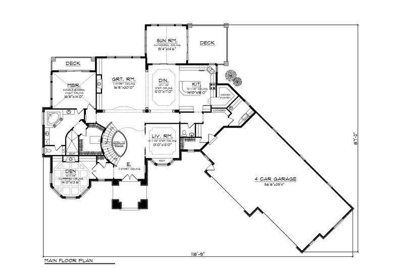 Dream House Plan - Floor Plan - Main Floor for European House Plan #70-1150 - 4 bed, 4.5 bath