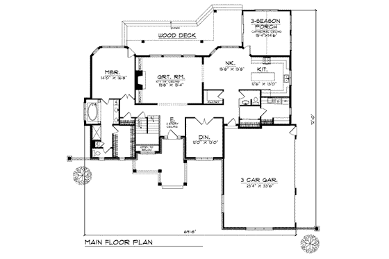 Floor Plan - Main Floor for Modern House Plan #70-471 - 4 bed, 2.5 bath