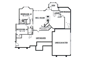 Floor Plan - Lower Floor for European House Plan #67-216 - 4 bed, 5 bath