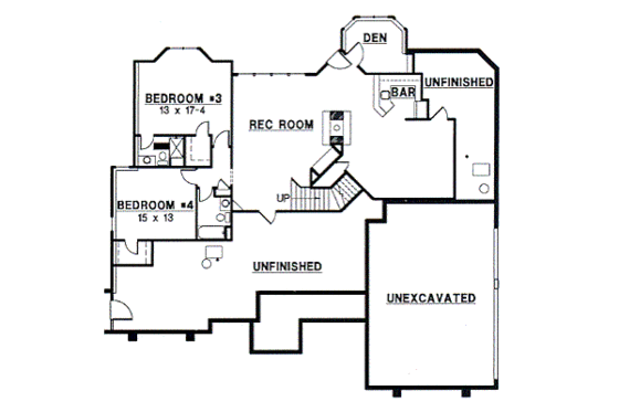 Floor Plan - Lower Floor for European House Plan #67-216 - 4 bed, 5 bath