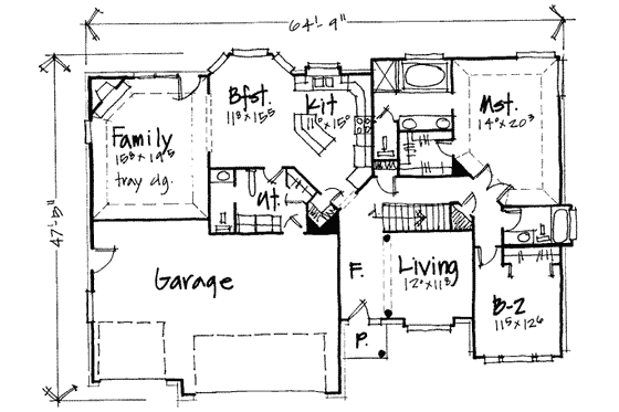 Floor Plan - Main Floor for Traditional House Plan #308-205 - 4 bed, 3.5 bath