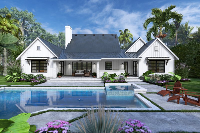 Dream House Plan - Exterior - Rear Elevation for Farmhouse House Plan #120-284 - 3 bed, 3.5 bath