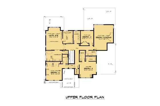 Floor Plan - Upper Floor for Contemporary House Plan #1066-147 - 4 bed, 3 bath