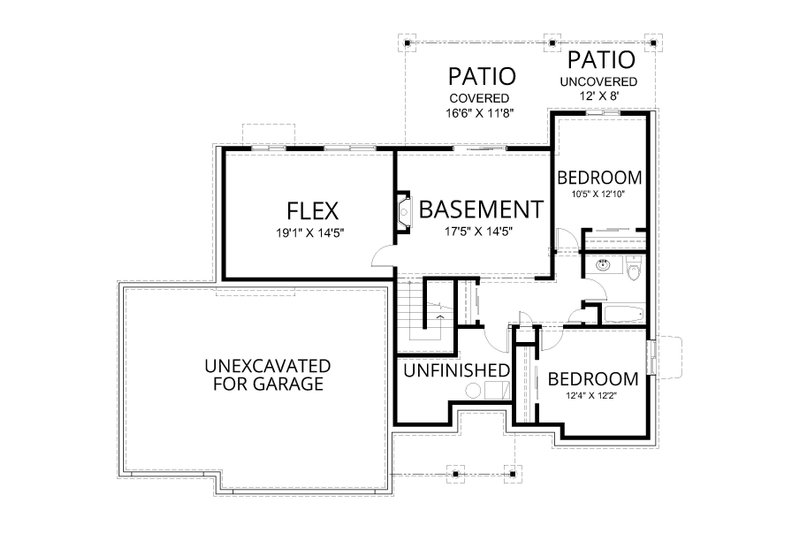 House Blueprint - Floor Plan - Lower Floor for Craftsman House Plan #112-244 - 4 bed, 3 bath