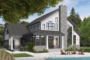 Exterior - Rear Elevation for Traditional House Plan #23-250 - 2 bed, 2.5 bath