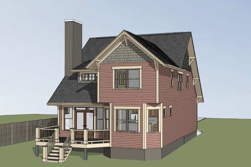 House Blueprint - Exterior - Rear Elevation for Bungalow House Plan #79-275 - 3 bed, 2.5 bath