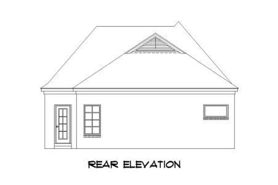 Exterior - Rear Elevation for European House Plan #424-35 - 3 bed, 2 bath