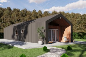 Exterior - Front Elevation 3 for Cabin House Plan #1106-120 - 2 bed, 1 bath