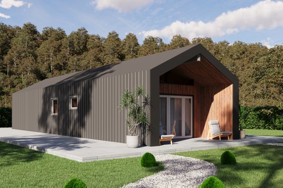 Exterior - Front Elevation 3 for Cabin House Plan #1106-120 - 2 bed, 1 bath