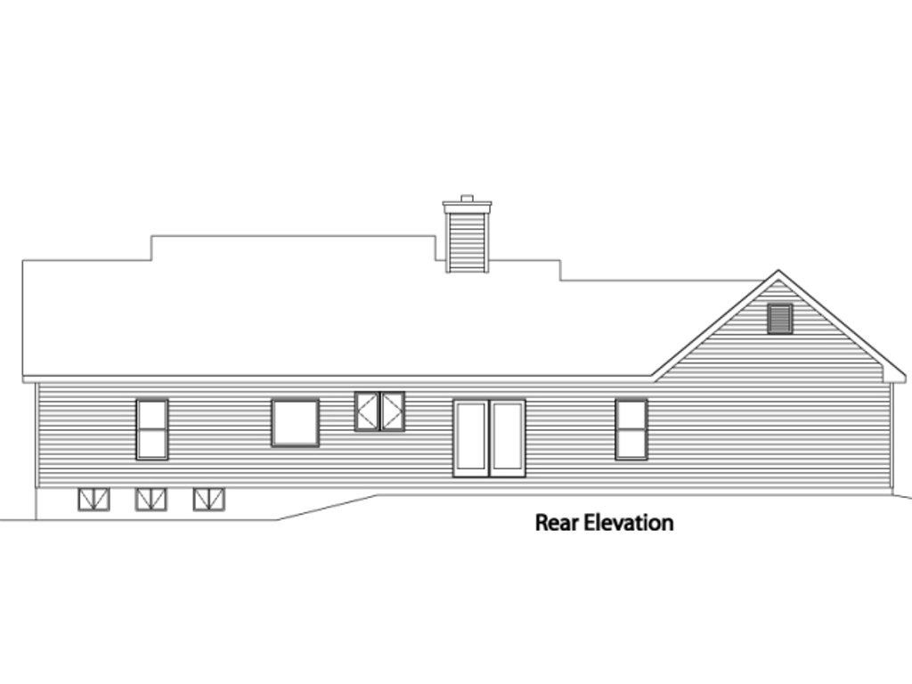 Exterior - Front Elevation 5 for Ranch House Plan #22-517 - 3 bed, 2 bath
