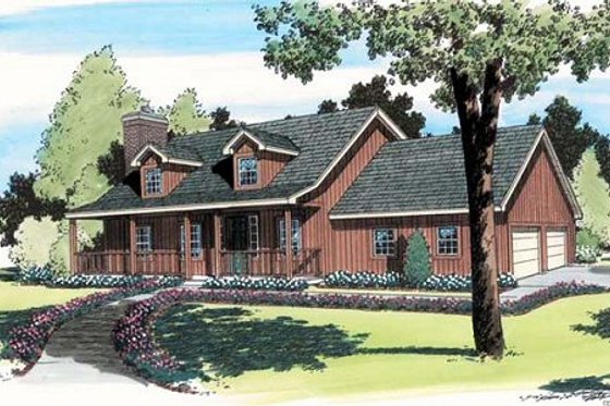 Exterior - Front Elevation for Farmhouse House Plan #312-580 - 3 bed, 2.5 bath