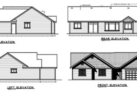 Exterior - Rear Elevation for Bungalow House Plan #100-422 - 3 bed, 2 bath