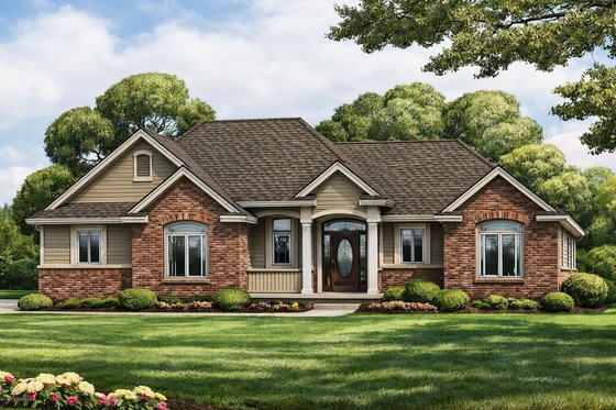 Exterior - Front Elevation for Traditional House Plan #20-2096 - 3 bed, 2 bath