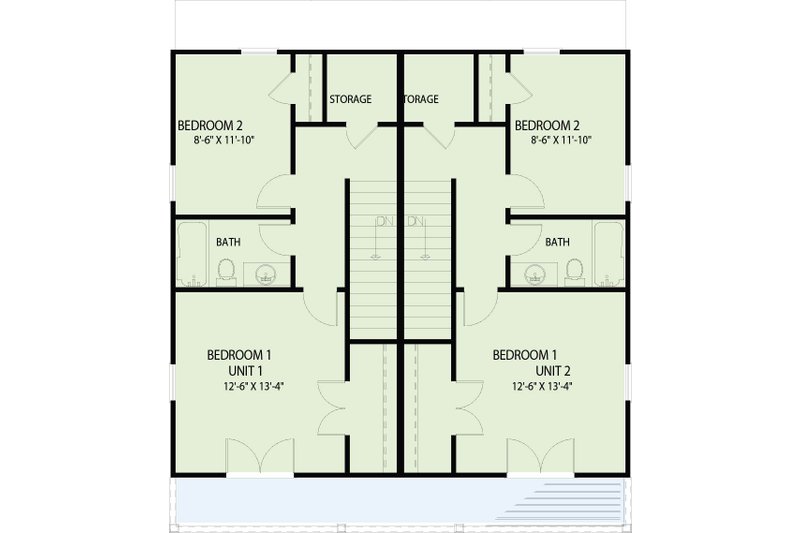 Home Plan - Floor Plan - Upper Floor for Southern House Plan #17-2041 - 2 bed, 2.5 bath