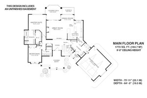 Floor Plan - Main Floor for Craftsman House Plan #1100-94 - 2 bed, 2 bath