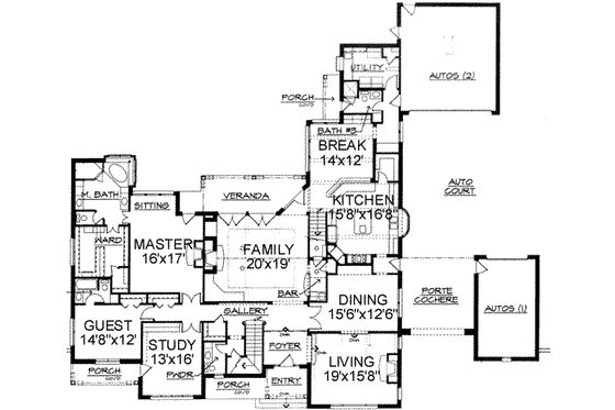 Floor Plan - Main Floor for European House Plan #141-135 - 4 bed, 5.5 bath