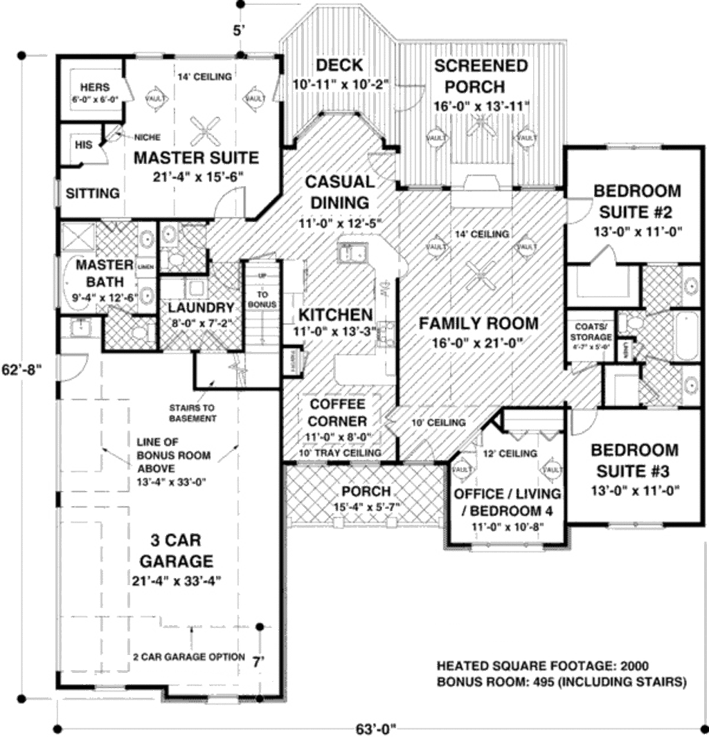 Traditional Style House Plan 4 Beds 2 5 Baths 2000 Sq Ft Plan