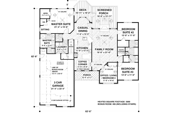 Floor Plan - Main Floor for Traditional House Plan #56-578 - 4 bed, 2.5 bath