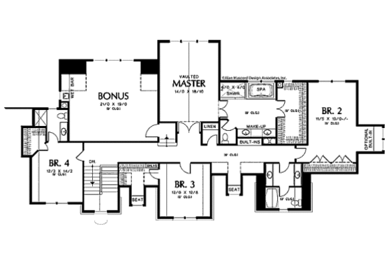 Floor Plan - Upper Floor for European House Plan #48-259 - 4 bed, 3.5 bath