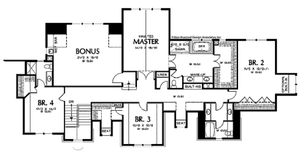 House Blueprint - European Floor Plan - Upper Floor Plan #48-259