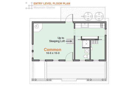 Floor Plan - Main Floor for Cottage House Plan #556-3 - 1 bed, 1 bath