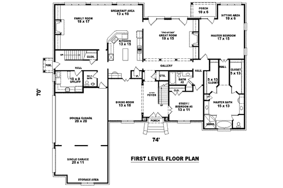 Floor Plan - Main Floor for European House Plan #81-1345 - 4 bed, 4 bath