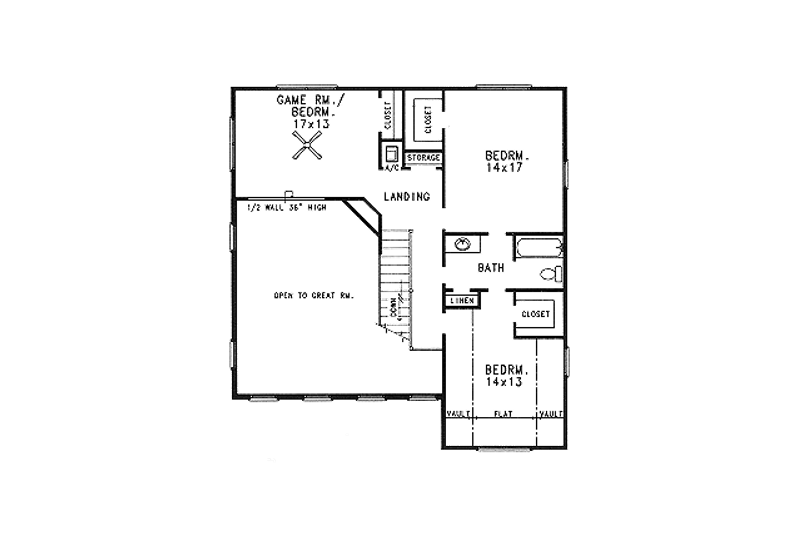 Home Plan - Floor Plan - Upper Floor for Country House Plan #14-209 - 4 bed, 2.5 bath