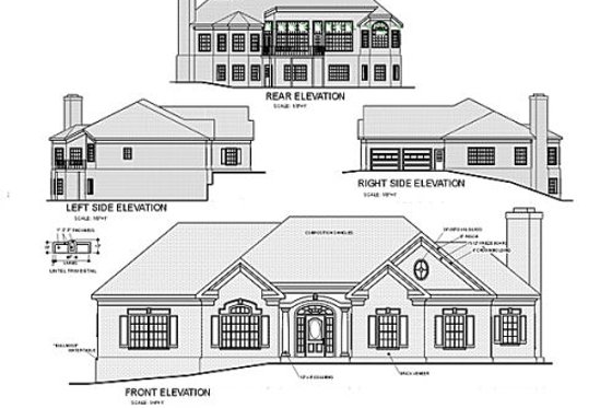 Exterior - Rear Elevation for Southern House Plan #56-177 - 3 bed, 2.5 bath