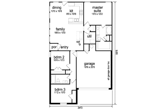 Floor Plan - Main Floor for Traditional House Plan #84-299 - 3 bed, 2 bath