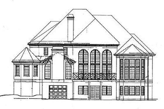 Exterior - Rear Elevation for European House Plan #119-269 - 4 bed, 3.5 bath