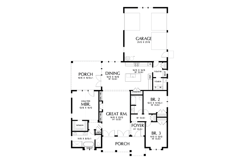 Home Plan - Floor Plan - Main Floor for Farmhouse House Plan #48-1042 - 3 bed, 2 bath