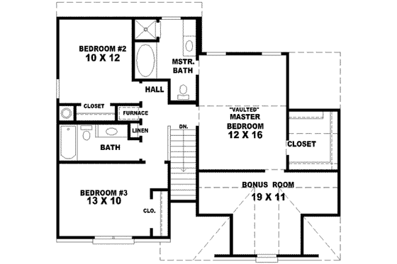 Floor Plan - Upper Floor for European House Plan #81-656 - 3 bed, 2.5 bath