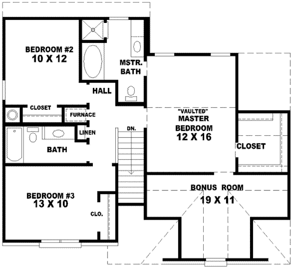 Floor Plan - Upper Floor for European House Plan #81-656 - 3 bed, 2.5 bath