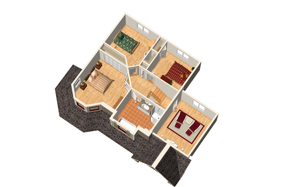 Floor Plan - Upper Floor 1 for Victorian House Plan #25-4708 - 3 bed, 1 bath