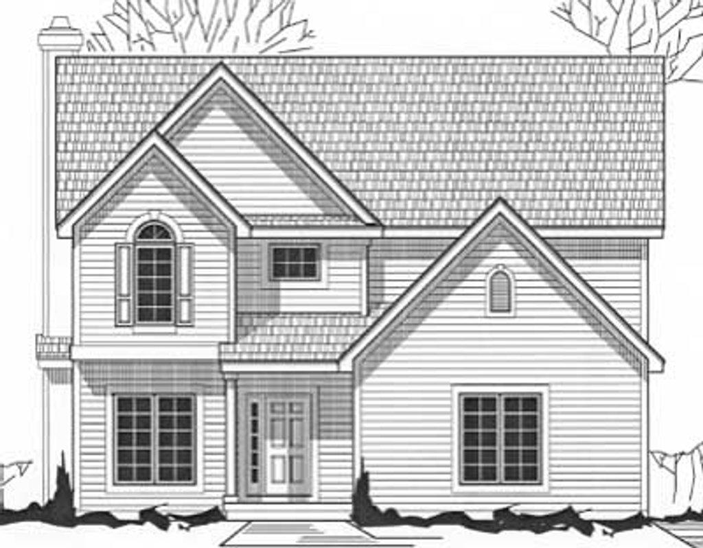 Exterior - Front Elevation 2 for Traditional House Plan #67-494 - 4 bed, 3.5 bath