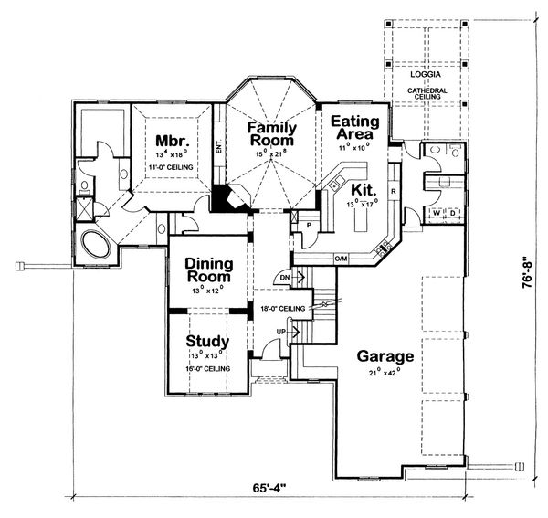 House Blueprint - European Floor Plan - Main Floor Plan #20-2159