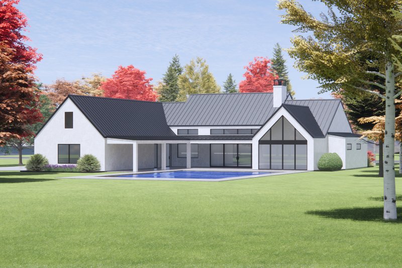 House Plan Design - Exterior - Rear Elevation for Modern House Plan #1096-35 - 4 bed, 4.5 bath