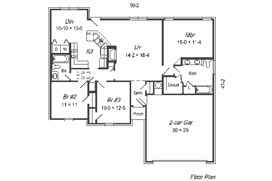 Floor Plan - Main Floor for Traditional House Plan #329-178 - 3 bed, 2 bath