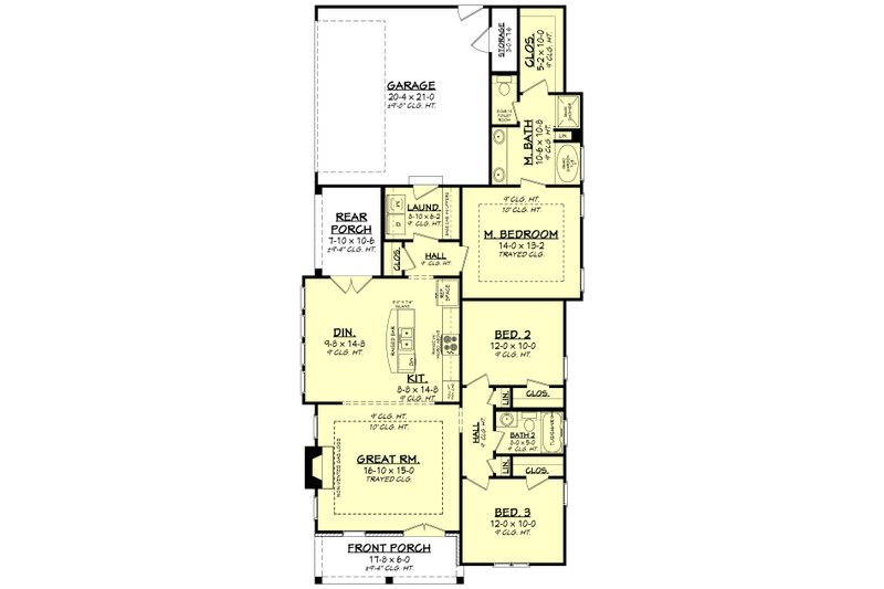 Dream House Plan - Floor Plan - Main Floor for Cottage House Plan #430-114 - 3 bed, 2 bath