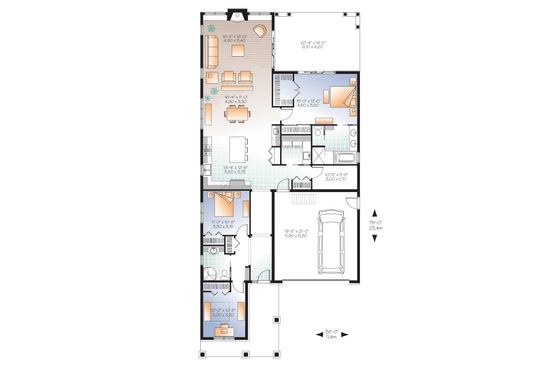 Floor Plan - Main Floor for Ranch House Plan #23-2655 - 3 bed, 2 bath