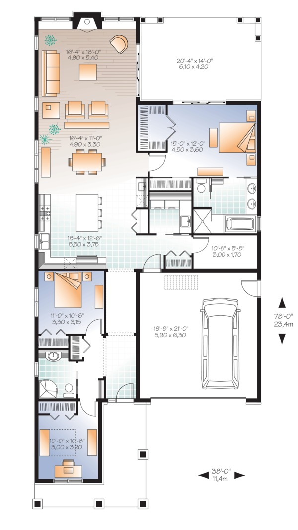 House Plan Design - Ranch Floor Plan - Main Floor Plan #23-2655