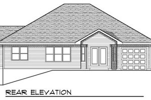 Exterior - Rear Elevation for Ranch House Plan #70-817 - 3 bed, 3.5 bath