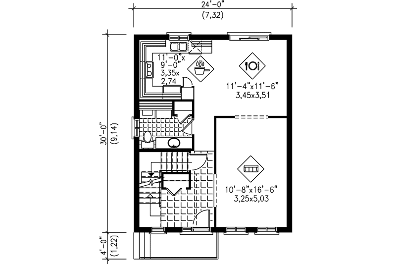 Home Plan - Floor Plan - Main Floor for Traditional House Plan #25-2056 - 3 bed, 1.5 bath