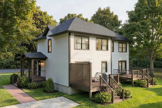 Exterior - Rear Elevation 1 for Traditional House Plan #79-239 - 3 bed, 1.5 bath