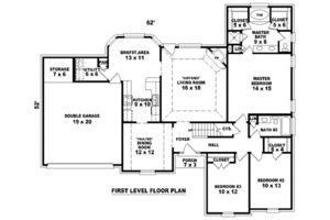 Floor Plan - Main Floor for Colonial House Plan #81-875 - 4 bed, 3 bath