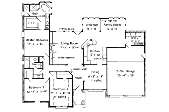 Floor Plan - Main Floor for European House Plan #410-276 - 3 bed, 2 bath
