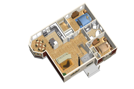 Floor Plan - Main Floor 1 for Traditional House Plan #25-4450 - 2 bed, 1 bath