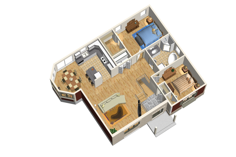 House Blueprint - Floor Plan - Main Floor 1 for Traditional House Plan #25-4450 - 2 bed, 1 bath